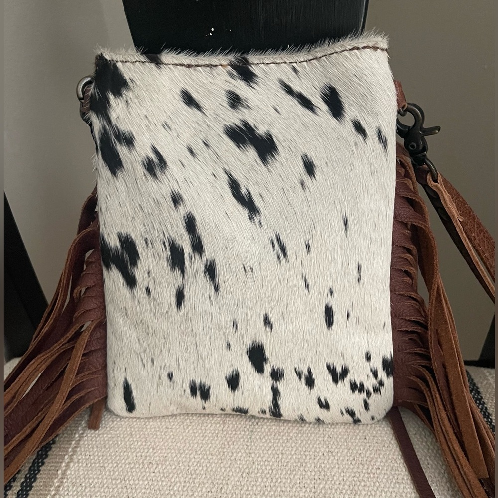 🤎🤍🤎Small Crossbody Cowhide Purse Western Rodeo Cell Fringe Leather🤎🤍🤎